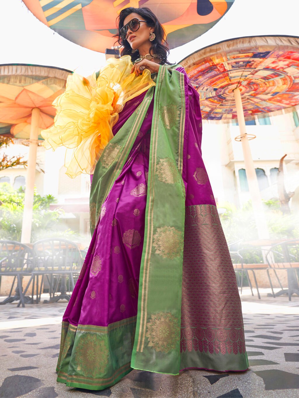 Radiant Magenta Designer Zari Woven Saree
