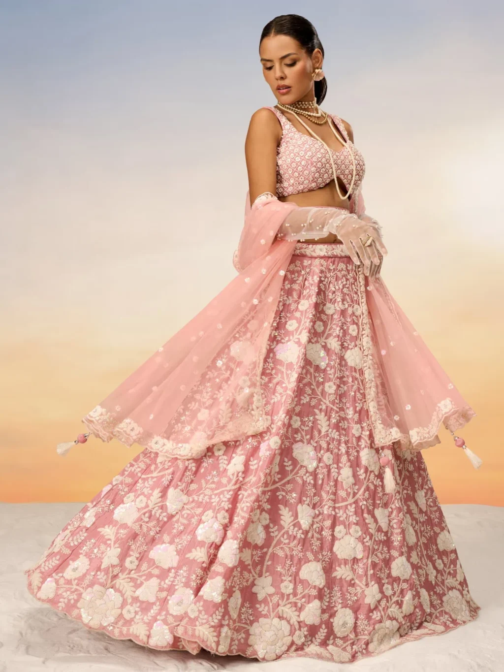 Rose Gold Luxe Designer SemiStitched Lehenga Choli - Image 3