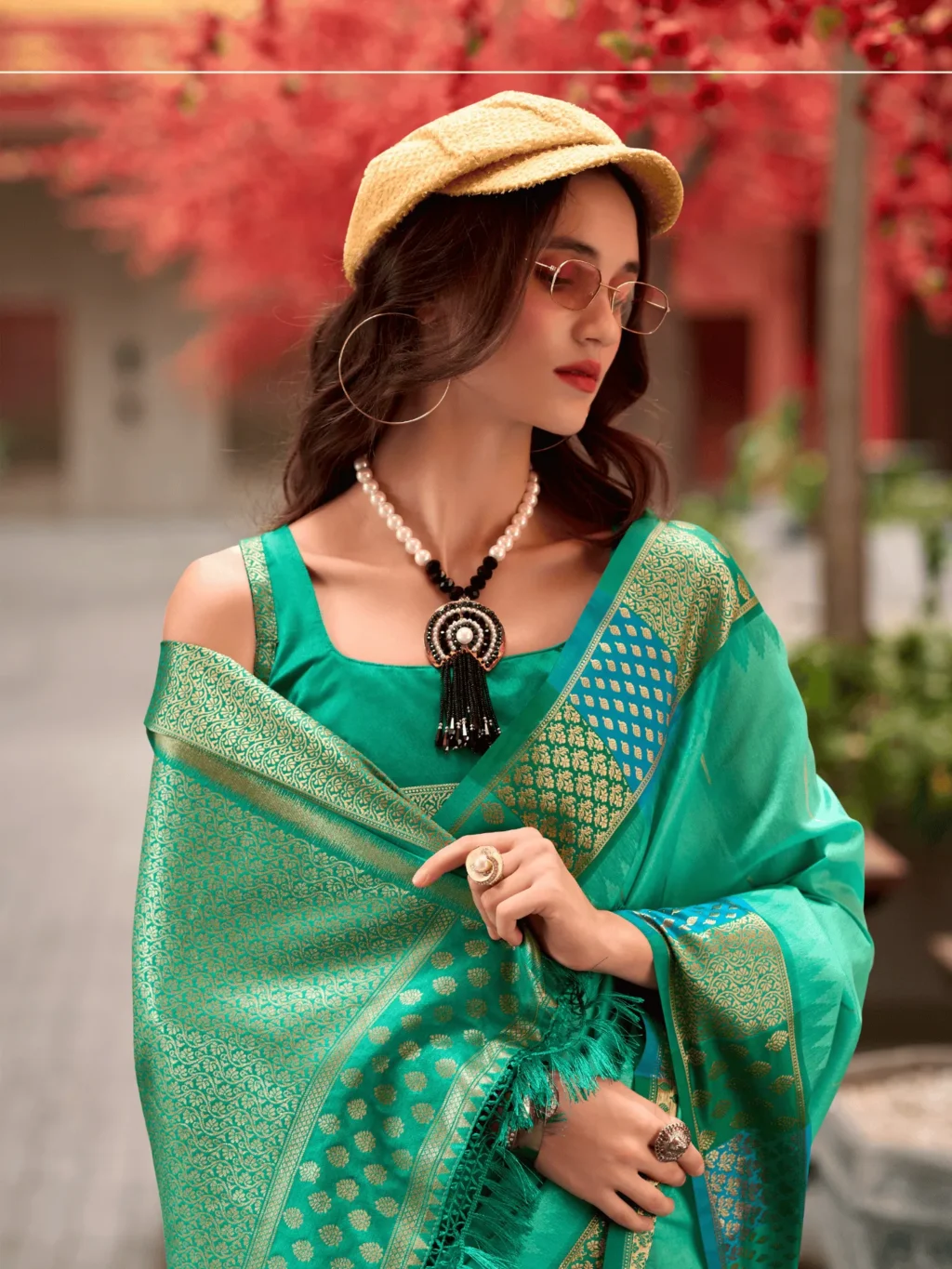 Sea Green Pure Banarasi Silk Saree - Image 4