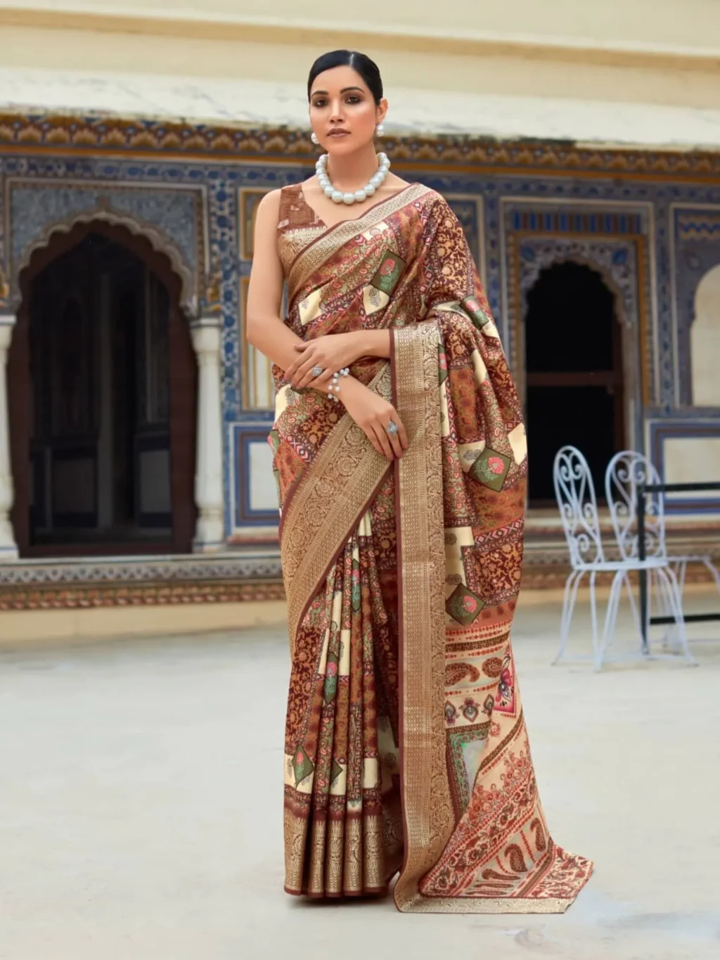 Light Brown Dola Handloom Silk Saree